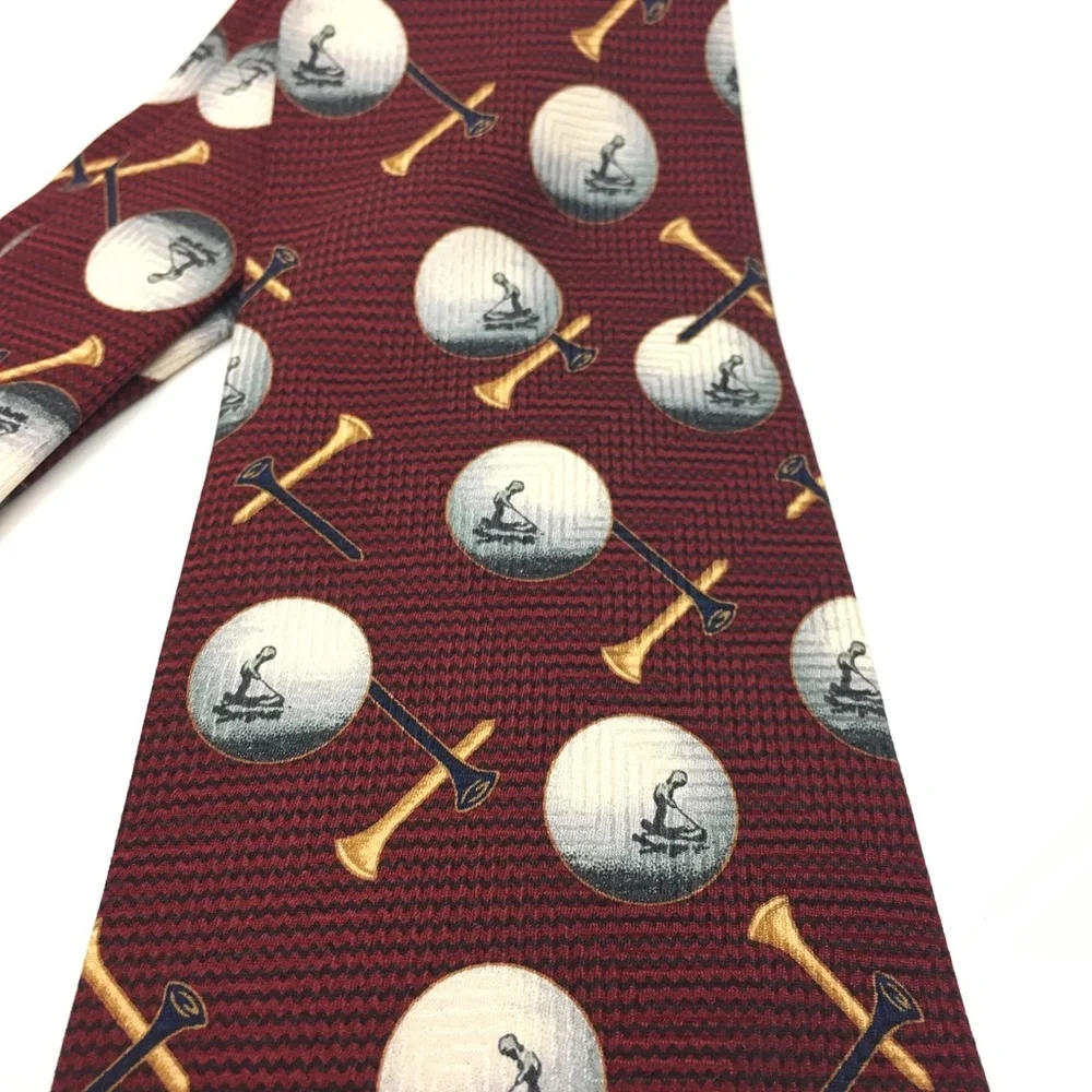 Red Black Golfing Necktie Golf Balls Tees Pattern‎